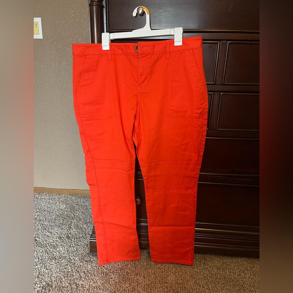Cabi Utility Pants style #6046 Women's Size 16 Orange Cotton Stretch